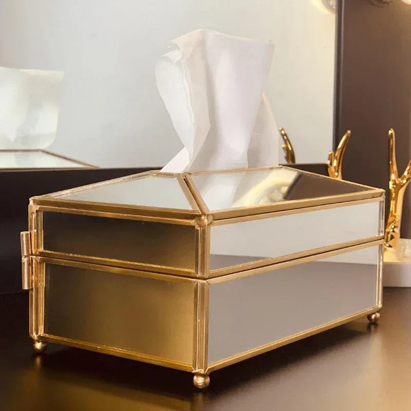 ✨Luxury Mirror Glass Tissue Box – Waterproof Paper Towel Holder✨